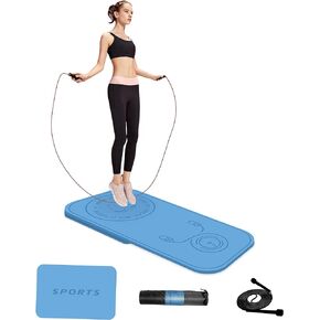 Jump Rope Mat Shockproof Exercise Skipping Mat All-Purpose Extra Thick High Density Anti-Tear Exercise Yoga Mat, Non Slip Jump Rope Mat for Indoor and Outdoor