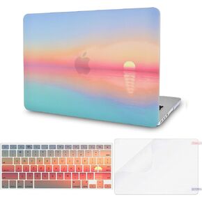 KECC Compatible with MacBook Pro 13 inch Case 2024-2020 M2 A2338 M1 A2289 A2251 Touch Bar Plastic Hard Shell Keyboard Cover Screen Protector (Sunset)