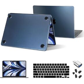 Teryeefi Glossy Clear Case for MacBook Air M3/M2 13.6 inch 2022 2024 Release,Fits Model:A3113 A2681,[Ultra Thin] & [Upgrade Crystal Transparent] Hard Shell Case+ Keyboard Cover+ Adapter, Light Pink