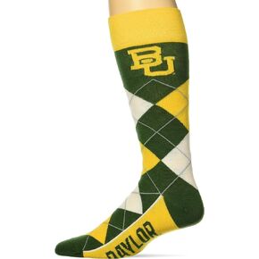 For Bare Feet NCAA Baylor Bears Argyle Line Up Dress Sock Team Color OSFM