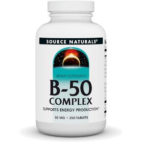 Source Naturals B-50 Complex 50 mg B-Vitamins For Energy Production Support - 250 Tablets