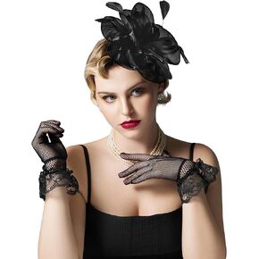 قبعات SWEETV Fascinators للنساء لحفلات الشاي، مجموعة قفازات وقفازات من أجل كنتاكي ديربي، وحفلات الكوكتيل، وحفلات الزفاف، والحفلات التنكرية