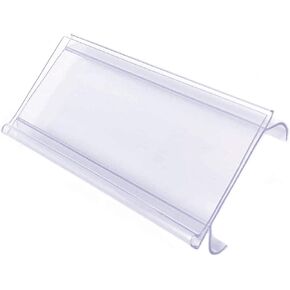 Wire Shelving Label Holder, Clear Plastic Clip On Ticket Holder with Sleeve, 3" x 1.25", 10 Pack