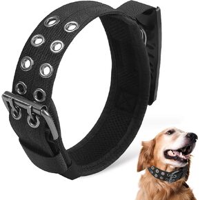 Reflective Nylon Dog Collar, Adjustable Heavy Duty Tactical Collars with Control Handle, Breathable Padded for Medium Large Dogs (M, Grey)