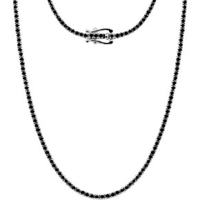 4.50 Carat Round Cut Natural Black Diamond Tennis Necklace in 14K White Gold Plated Sterling Silver Tennis Necklace For Men's & Women's 18" inch Necklace