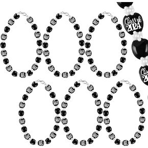 Kukui Nut Lei Necklace Class of 2024 Black Hawaiian Kukui Nut Leis Closure Graduation Gifts 2024 for High School Seniors College Students Men Women Party Accessories