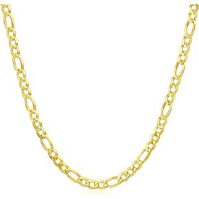 Dacc & Aya 925 Sterling Silver Diamond-Cut Figaro Chain for Men Women 3/4/5mm Figaro Link Chain with Lobster Clasp White/Yellow Gold Plated, 16-26 Inches (with a Gift Box)