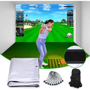 Golf Impact Screen,Thicker Golf Simulator Impact Screen with Probe and Snap Hooks,Easy to Install Golf Simulator Screen for Golf Training Indoor/Outdoor with Grommet Holes,7 Sizes for Choice