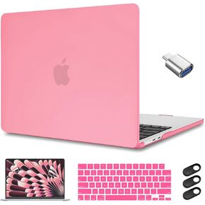 CISSOOK Baby Pink Case for MacBook Air 15 Inch M3 A3114 A2941 M2 2023 2024 Release, Plastic Chalk Pink Hard Shell Cover with Keyboard Cover Screen Protector for MacBook Air 15 with Touch ID 2023-2024