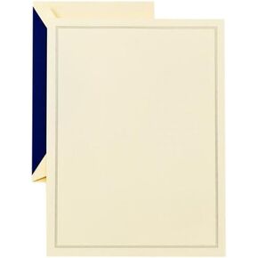 Crane & Co. Regent Blue Triple Hairline Half Sheet (CH3301), Ecruwhite