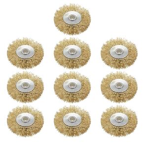 uxcell 2-Inch Wire Wheel Brush Bench Brass Plated Crimped Steel with 1/4-Inch Arbor Hole 10 Pcs