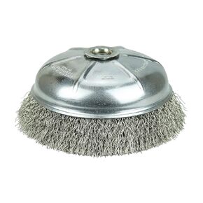 Weiler 13188 3-1/2" Crimped Wire Cup Brush, .014" Stainless Steel Fill, 5/8"-11 UNC NUT, Made in the USA