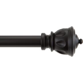 Kenney KN71669 Kiera Crown End Standard Decorative Window Curtain Rod, 28-48" Adjustable Length, Matte Black Finish, 5/8" Diameter Steel Tube