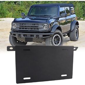 Front License Plate Bracket for Ford Bronco, Steel License Plate Holder Front Lower Bumper License Plate Mount License Plate Frames for Bronco Compatible with 2021 2022 2023 Ford Bronco (Black)