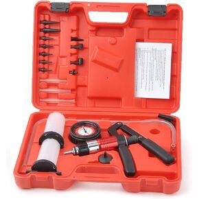21pc Hand Held Vacuum Pressure Pump Tester Kit Brake Fluid Bleeder Bleeding Kit