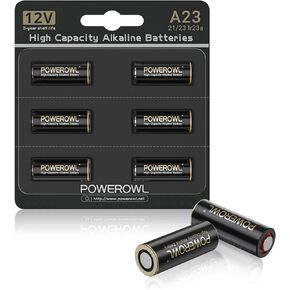 POWEROWL High Capacity A23 Batteries 6 Pack, Premium Alkaline 21/23 23A 12V Battery
