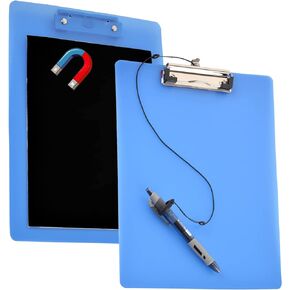 2 Pieces Magnetic Clipboards Blue Magnetic Clipboards with Pen Holder Letter Size Clipboards 9X 12.5 Inch Standard Clip for Office Refrigerator Home Classroom Factory (Blue)