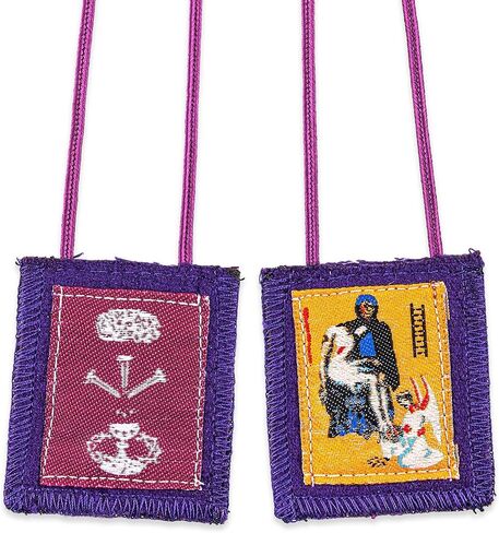 Purple Scapulars Catholic Necklace - Laminated Benediction Prayer Card, The Lord's Prayer - Purple Scapular Of Benediction And Protection Theme Scapularios Catolicos Set of 3 Items in Saudi Arabia