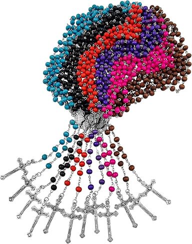 TALISMAN4U مجموعة من 12 مسبحة كاثوليكية من الخرز قلادة القدس الصليب المركزية مسبحة الصلاة المعطرة بكميات كبيرة من المجوهرات الدينية مع علب الهدايا in Kuwait