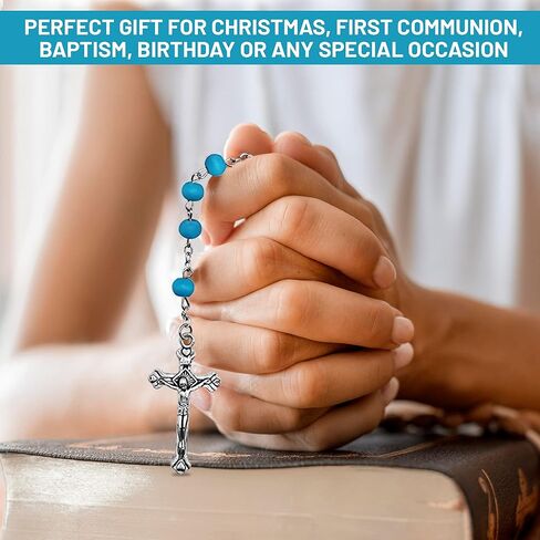 TALISMAN4U مجموعة من 12 مسبحة كاثوليكية من الخرز قلادة القدس الصليب المركزية مسبحة الصلاة المعطرة بكميات كبيرة من المجوهرات الدينية مع علب الهدايا in Kuwait