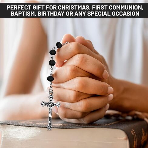 TALISMAN4U مجموعة من 12 مسبحة كاثوليكية من الخرز قلادة القدس الصليب المركزية مسبحة الصلاة المعطرة بكميات كبيرة من المجوهرات الدينية مع علب الهدايا in Kuwait