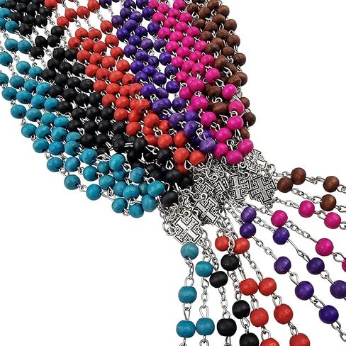 TALISMAN4U مجموعة من 12 مسبحة كاثوليكية من الخرز قلادة القدس الصليب المركزية مسبحة الصلاة المعطرة بكميات كبيرة من المجوهرات الدينية مع علب الهدايا in Kuwait