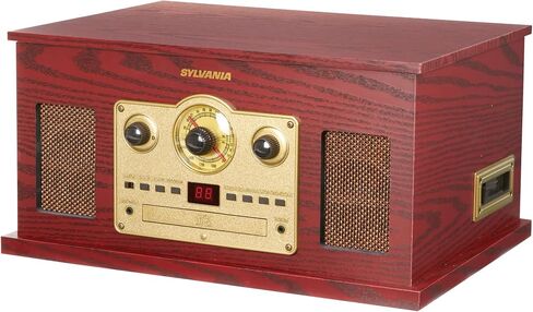 نظام الترفيه Proscan PRCD838BT 6-Watt-RMS Nostalgia 6 في 1 مع قرص دوار ثلاثي السرعات، ومشغل أقراص مضغوطة، ومشغل كاسيت، وراديو AM/FM، وبلوتوث، ومدخل Aux in Saudi Arabia