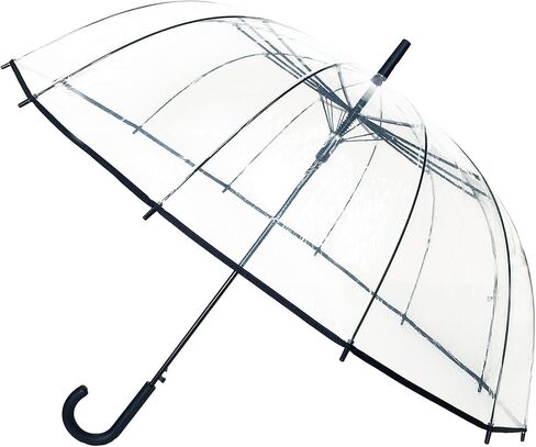 SMARTBULLE Large Clear Stick Umbrella - Wind Resistant; 12 ribs; Diameter=40 inch; Automatic opening; Umbrella woman; ideal marriage; WHITE border color; Weeding’s umbrella in Kuwait