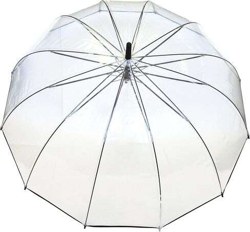 SMARTBULLE Large Clear Stick Umbrella - Wind Resistant; 12 ribs; Diameter=40 inch; Automatic opening; Umbrella woman; ideal marriage; WHITE border color; Weeding’s umbrella in Kuwait