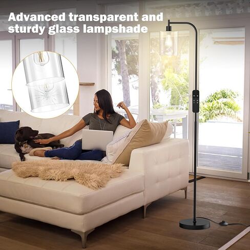 PAZZO LED Floor Lamp, Industrial Standing Lamp with Glass Lampshade, Ideal for Living Room, Bedroom, and Office,Gold(Includes Remote Control) in Saudi Arabia