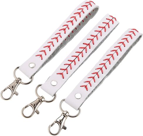 HZMAN 3Pcs Leather Baseball Keychain Universal Key Fob Keychain Car Keychain for Men Holder with 360 Degree Rotatable Snap Accessories Gifts in Saudi Arabia
