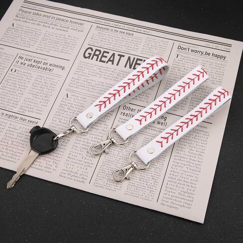 HZMAN 3Pcs Leather Baseball Keychain Universal Key Fob Keychain Car Keychain for Men Holder with 360 Degree Rotatable Snap Accessories Gifts in Saudi Arabia