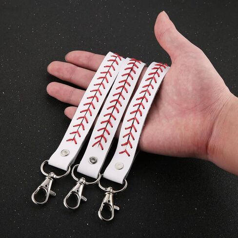 HZMAN 3Pcs Leather Baseball Keychain Universal Key Fob Keychain Car Keychain for Men Holder with 360 Degree Rotatable Snap Accessories Gifts in Saudi Arabia