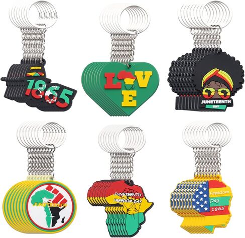 48 قطعة من سلسلة المفاتيح Juneteenth المعلقة هدية يوم الحرية ومهرجان الفخر ويوم التحرير وحلقات المفاتيح للحفلات والفصول الدراسية ومستلزمات حقائب الظهر للنساء، 6 أنماط in Kuwait