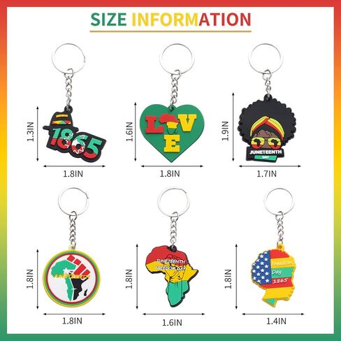 48 قطعة من سلسلة المفاتيح Juneteenth المعلقة هدية يوم الحرية ومهرجان الفخر ويوم التحرير وحلقات المفاتيح للحفلات والفصول الدراسية ومستلزمات حقائب الظهر للنساء، 6 أنماط in Kuwait