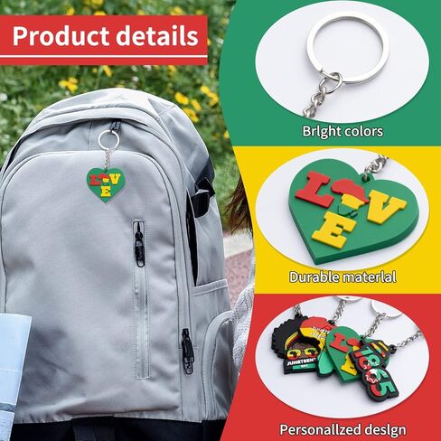 48 قطعة من سلسلة المفاتيح Juneteenth المعلقة هدية يوم الحرية ومهرجان الفخر ويوم التحرير وحلقات المفاتيح للحفلات والفصول الدراسية ومستلزمات حقائب الظهر للنساء، 6 أنماط in Kuwait