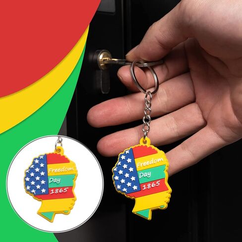 48 قطعة من سلسلة المفاتيح Juneteenth المعلقة هدية يوم الحرية ومهرجان الفخر ويوم التحرير وحلقات المفاتيح للحفلات والفصول الدراسية ومستلزمات حقائب الظهر للنساء، 6 أنماط in Kuwait