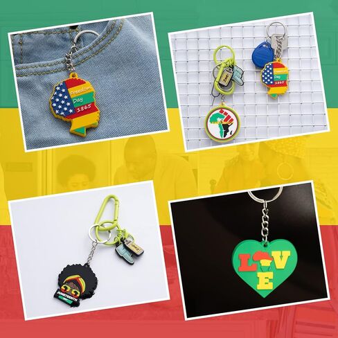 48 قطعة من سلسلة المفاتيح Juneteenth المعلقة هدية يوم الحرية ومهرجان الفخر ويوم التحرير وحلقات المفاتيح للحفلات والفصول الدراسية ومستلزمات حقائب الظهر للنساء، 6 أنماط in Kuwait