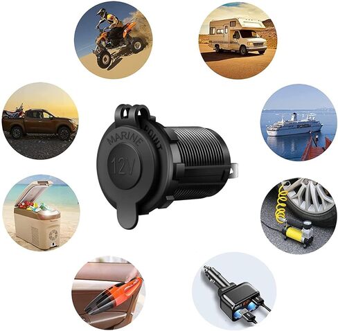 FXC 3 Gang Rocker Switch Aluminum Panel with Dual USB Port Charger Socket & Cigarette Lighter Socket Blue LED Light Waterproof On Off Toggle Switch for 12V/24V DC Marine Boat Truck Car ATVs in Saudi Arabia