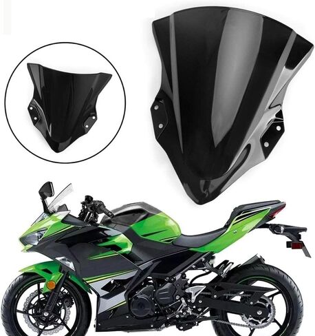 Black Windshield Scooter WindScreen Wind Deflectors Wind Double Bubble Compatible for Kawasaki Ninja 400 EX400 2018 2019 in Saudi Arabia