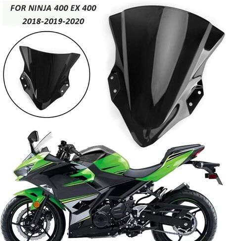 Black Windshield Scooter WindScreen Wind Deflectors Wind Double Bubble Compatible for Kawasaki Ninja 400 EX400 2018 2019 in Saudi Arabia