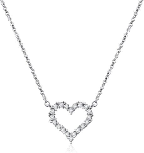 Silver Heart Pendant Necklace Sparkly Love Necklace with Mini Diamond Cute for Women Trendy Dainty Valentines Day Necklace in Saudi Arabia