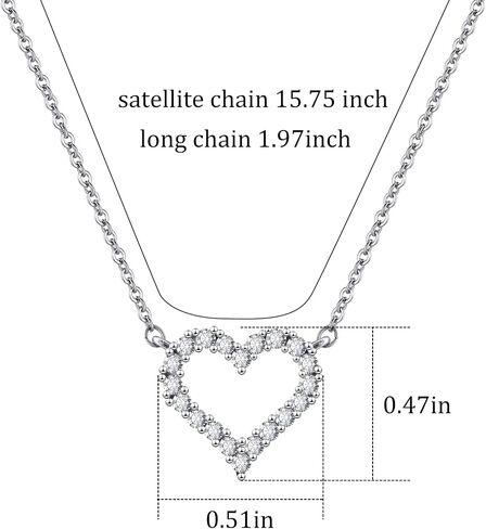 Silver Heart Pendant Necklace Sparkly Love Necklace with Mini Diamond Cute for Women Trendy Dainty Valentines Day Necklace in Saudi Arabia