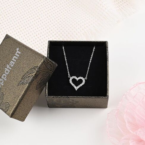 Silver Heart Pendant Necklace Sparkly Love Necklace with Mini Diamond Cute for Women Trendy Dainty Valentines Day Necklace in Saudi Arabia