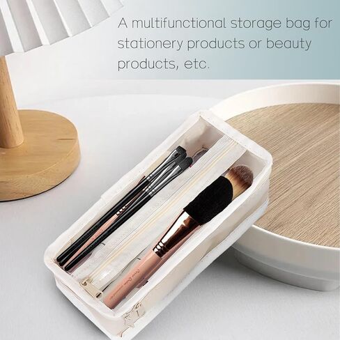 Clear Pencil Pouch, Transparent Pencil Case Organizer, Small Pencil Case Pouch for Pencil Storage (Beige) in Saudi Arabia