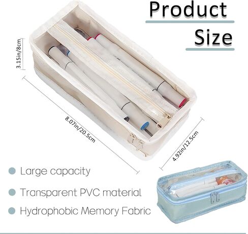 Clear Pencil Pouch, Transparent Pencil Case Organizer, Small Pencil Case Pouch for Pencil Storage (Beige) in Saudi Arabia