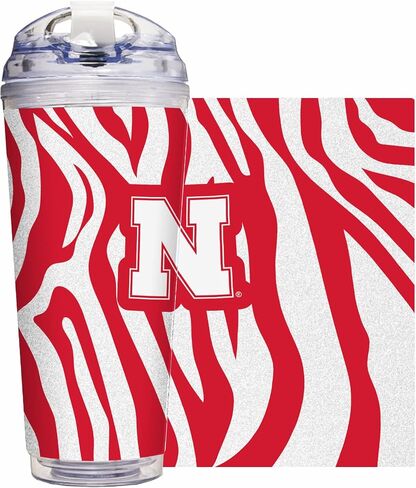 Rico Industries NCAA Glitter 24oz Acrylic Glitter Tumbler with Hinged Lid, Officially Licensed Double Wall Tumbler with Straw in Saudi Arabia