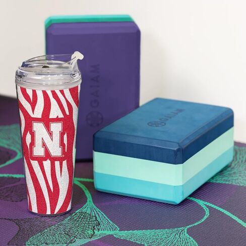 Rico Industries NCAA Glitter 24oz Acrylic Glitter Tumbler with Hinged Lid, Officially Licensed Double Wall Tumbler with Straw in Saudi Arabia