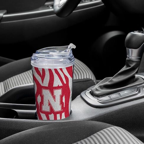 Rico Industries NCAA Glitter 24oz Acrylic Glitter Tumbler with Hinged Lid, Officially Licensed Double Wall Tumbler with Straw in Saudi Arabia