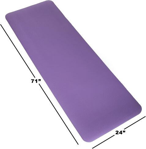 Thick Yoga Mat - Double Sided 1/2-Inch Workout Mat - 71x24-Inch Exercise Mat for Home Gym Fitness or Pilates with Carrying Strap by Wakeman (Purple) in Saudi Arabia